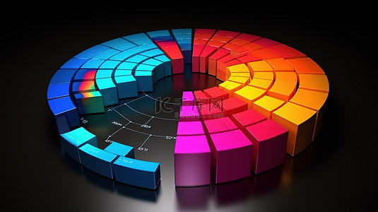 条形元素背景图片_描述业务数据元素的条形饼图和图表的 3D 渲染