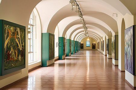 斯洛伐克背景图片_带有高拱门的大型开放式走廊