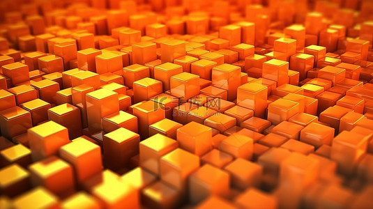 渐变几何橙色背景图片_具有橙色渐变 3D 立方体的抽象背景