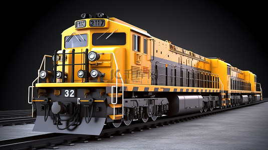 卡通火车轨道背景图片_强大而坚固的现代内燃机车的 3D 渲染