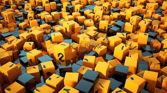 问号盒子背景图片_带有神秘问号的信息相关立方体的 3D 插图