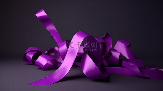 使用空白横幅和 3D 渲染的折扣标签促销丝带来宣传您的紫色生日