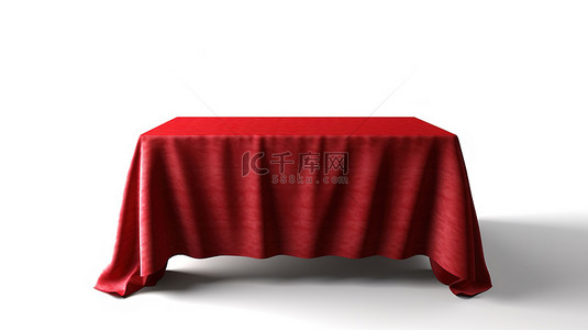 家具红色背景图片_白色隔离设置 3d 渲染中的空白深红色桌布