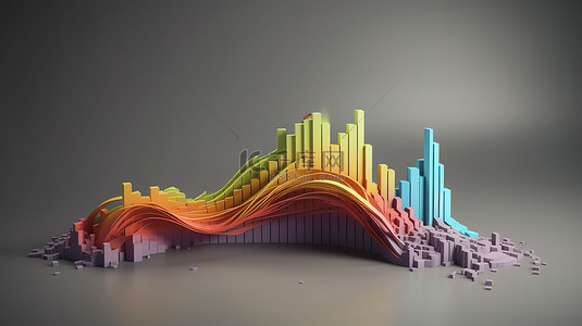 数字信息可视化背景图片_1 具有动态可视化的灰色背景 3D 渲染图