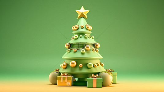 可爱的 3D 圣诞树装饰节日主题