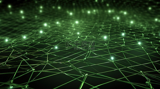 网状框背景图片_3d 渲染中的未来派绿色网状网络