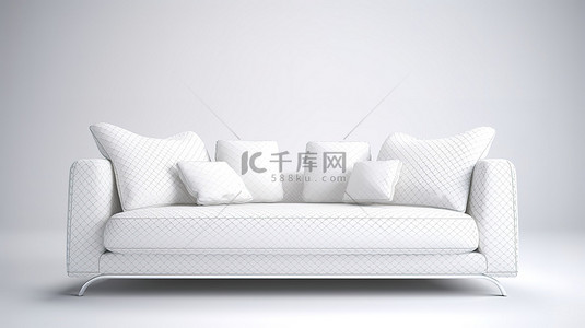 在 3D 中渲染舒适的白色沙发