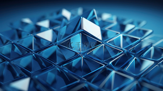 金色图形背景图片_悬浮在太空中的超现实 3D 蓝色几何结构