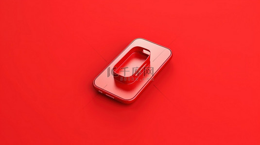 3D 渲染中的简约电话图标在充满活力的红色背景插图上