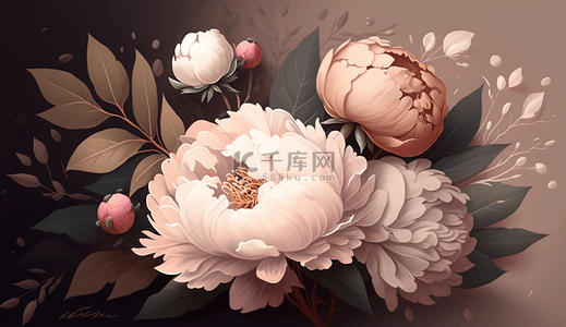 绽放的水彩花背景图片_粉红色的花植物花卉插图海报