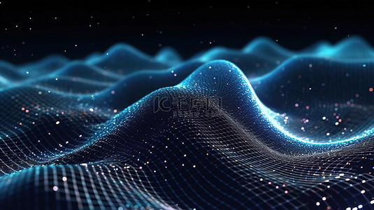 具有未来点和线背景的动态波大数据的 3D 渲染