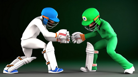 印度 vs 巴基斯坦板球队的 3D 图像为锦标赛配备了充足的复制空间