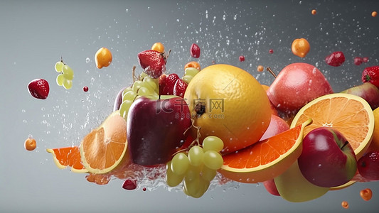 水彩卡通水果背景图片_食物水果零食葡萄
