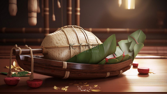 甜粽背景图片_端午节粽子美食绿色的粽叶