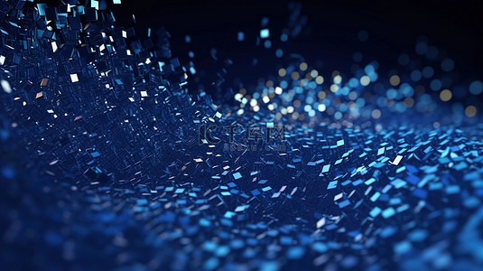 深蓝色科技背景图片_具有 3d 深蓝色粒子的抽象技术背景