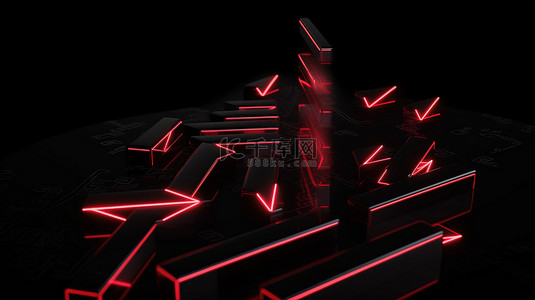 现代目标在黑色背景上用红色箭头 3D 插图击中，象征着逐步的训练过程