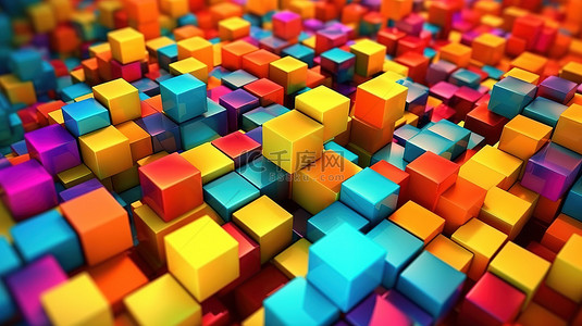 充满活力的立方体转变为抽象的 3D 插图