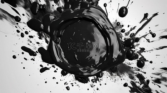 黑色和白色斑点艺术品的抽象 3d 渲染