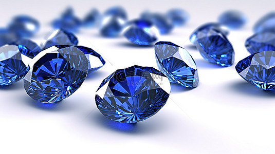 发光的蓝色背景图片_3d 白色背景上闪闪发光的蓝色钻石