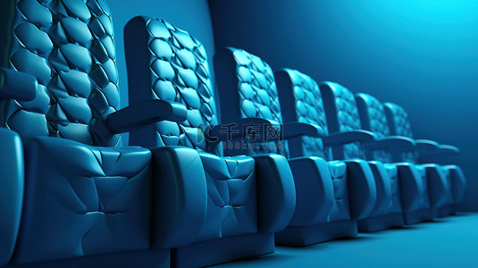 会议礼堂背景图片_3D 插图的抽象横幅显示蓝色背景和电影院座位