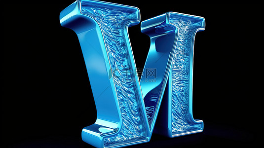 字体书法背景图片_3d 渲染中的蓝色 w 字母表