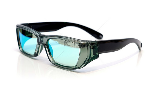 玻璃片框背景图片_白色背景上的 3d 电影眼镜