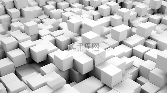 简约立方体背景图片_简约设计，以 3D 渲染的几何图案呈现白色重复立方体