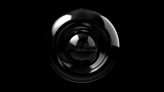 黑色背景 3D 渲染中的球形音频扬声器