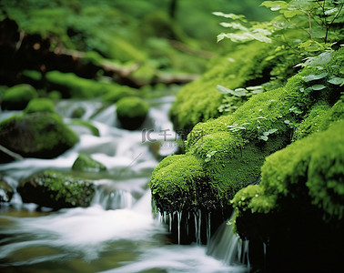 世界上最伟大的小溪 最好的春天 池塘绿墙
