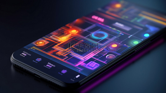 手机应用ui背景图片_智能手机 3D 渲染 ui 增强的应用程序界面