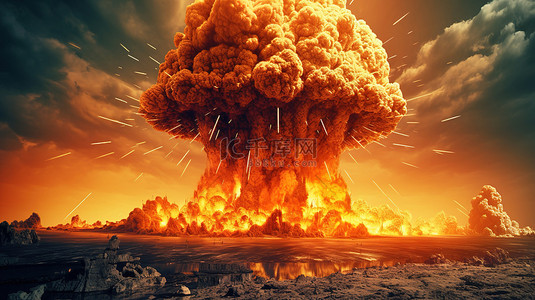 核弹袭击造成战区破坏的 3d 插图