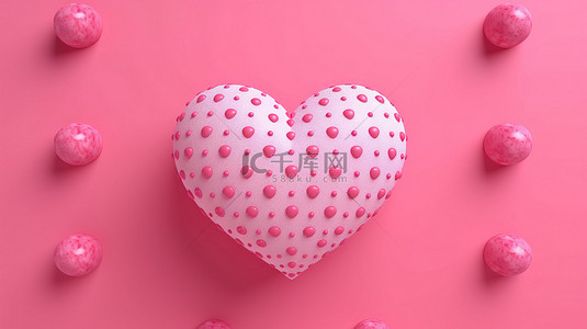 情人节庆祝粉红色背景，带有抽象圆点和白心