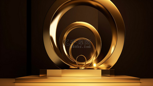 3d 渲染中的产品展示黄金圆圈抽象构图