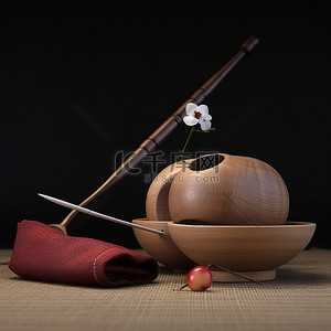 一把花背景图片_一个苹果，一根木筷子和一把木勺