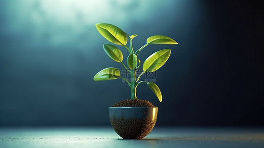 3d 渲染蓬勃发展的植物象征着企业背景下的经济增长