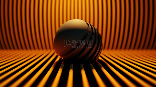 横幅抽象黄色组合物背景 3D 插图上的球体线