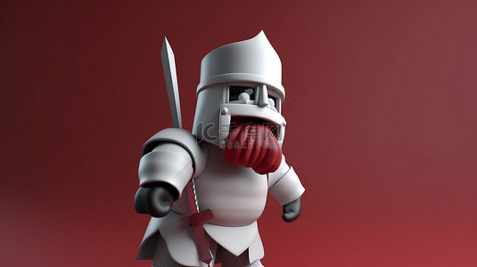盔甲卡通背景图片_3D 插图中戴着面具的卡通骑士人物