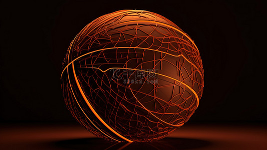 黑色内衬橙色篮球 3d 渲染图