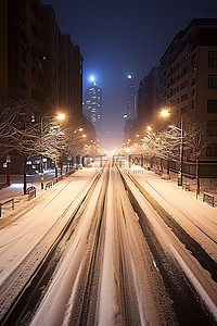 冬天的人背景图片_冬天的街道被雪覆盖