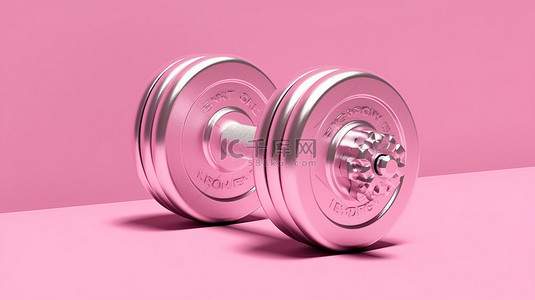 用于锻炼的粉色健身哑铃重量设备的双色调 3D 渲染