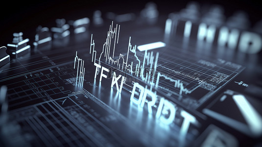科技标志背景图片_外汇出价 3D 渲染中的金融市场图标