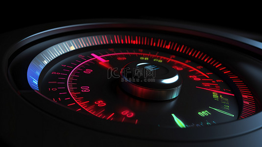 圆形控制面板图标上高风险概念的车速表信用评级量表 3D 插图