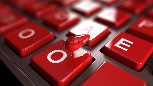 手形光标悬停在红色“输入”键上进行选举的 3D 渲染