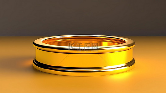 背景米色背景图片_装饰着金环的圆柱体的三维渲染