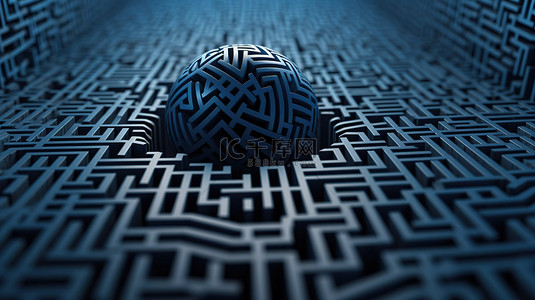 ai迷宫背景图片_在 3d 渲染中导航迷宫一个蓝色的球