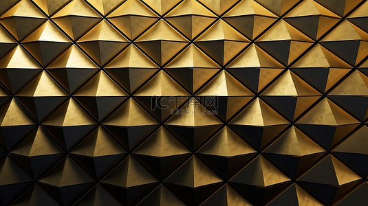 菱形纹理纹理背景图片_引人注目的黑色和金色条纹菱形屋顶的 3D 渲染