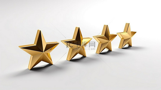 客户背景背景图片_白色背景隔离五颗星，用于 3d 中的产品评级或装饰