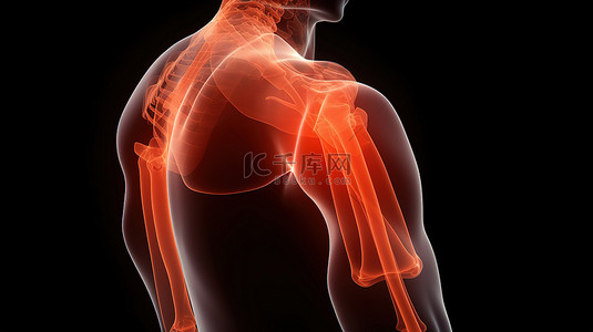 盆腔疼痛背景图片_使用 3D 渲染对经历剧烈疼痛的肩膀进行数字描绘