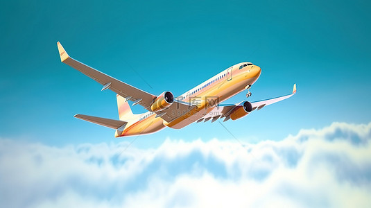 卡通的天空背景背景图片_飞机穿过天空背景的 3d 渲染
