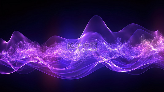 动态声波背景图片_具有动态声波和音乐粒子 3D 渲染的充满活力的紫色流